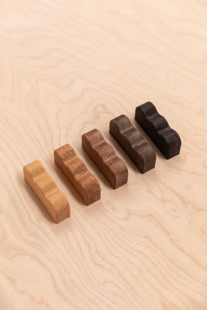 Wavy beech wood furniture knob image 1