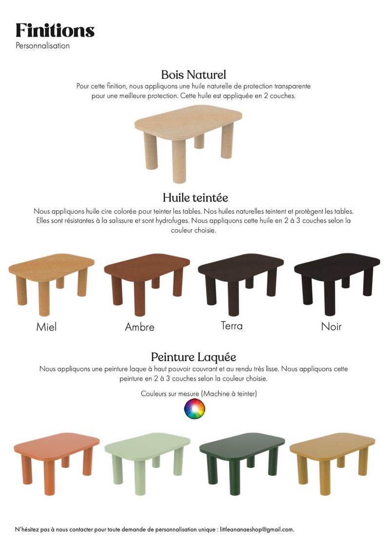 Bureau ou table à manger en bois couleur personnalisable et forme rectangulaire image 10