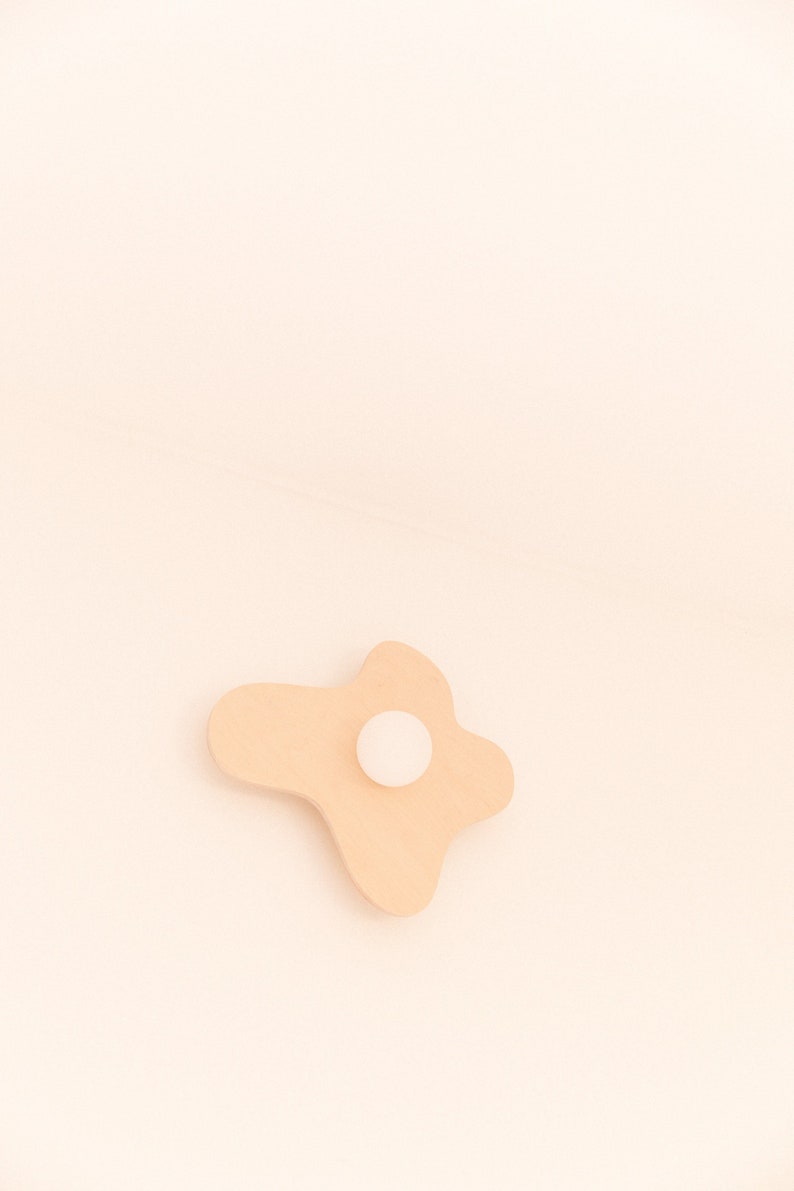 Pu&ograve; includere: Un giocattolo di legno color marrone chiaro a forma di aereo con un cerchio bianco al centro.