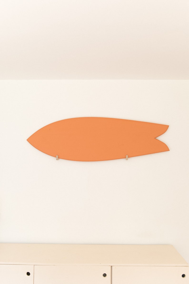 Orange decorative surfboard in wood image 4