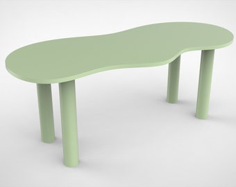 Wooden dining table with customizable color and organic shape