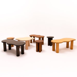 Table basse en bois forme organique et jolies courbes finition huile teintée Miel image 7