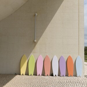 Orange decorative surfboard in wood image 5