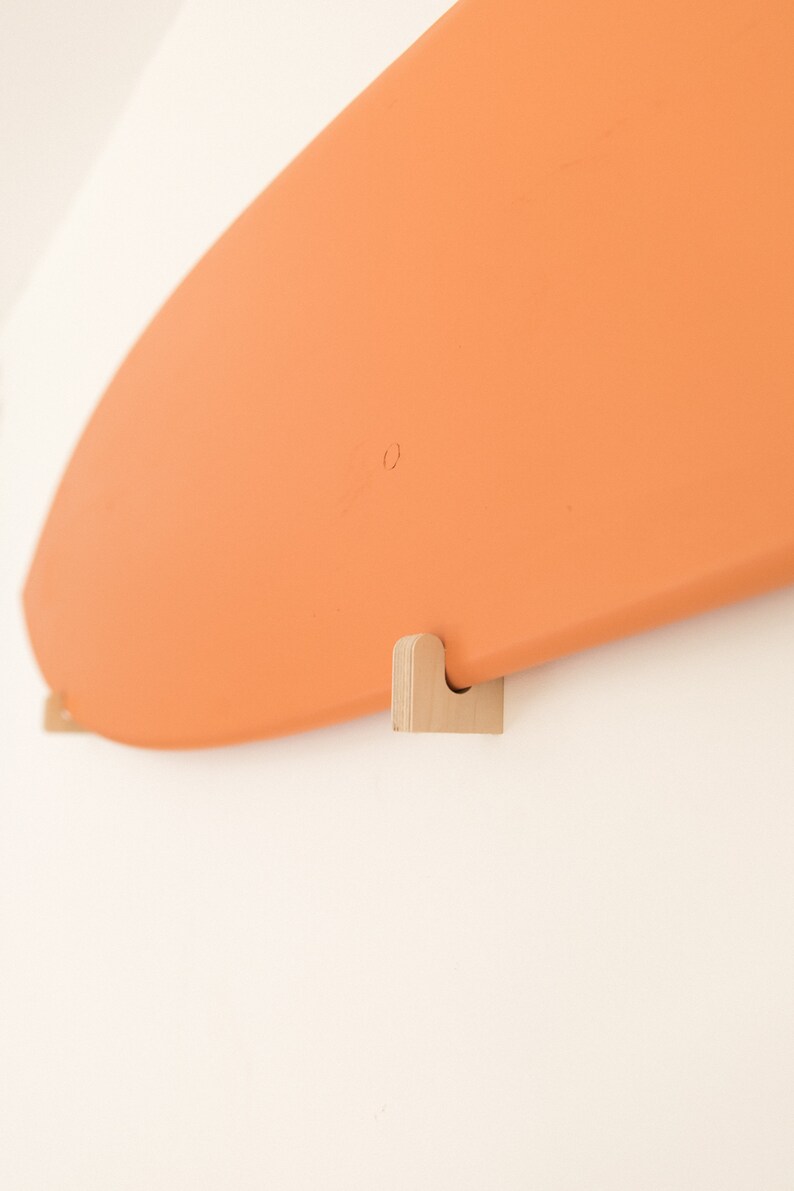 Orange decorative surfboard in wood image 3