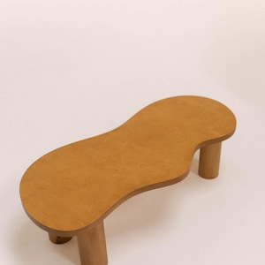 Wooden coffee table with organic shape and pretty curves HARICOT image 6