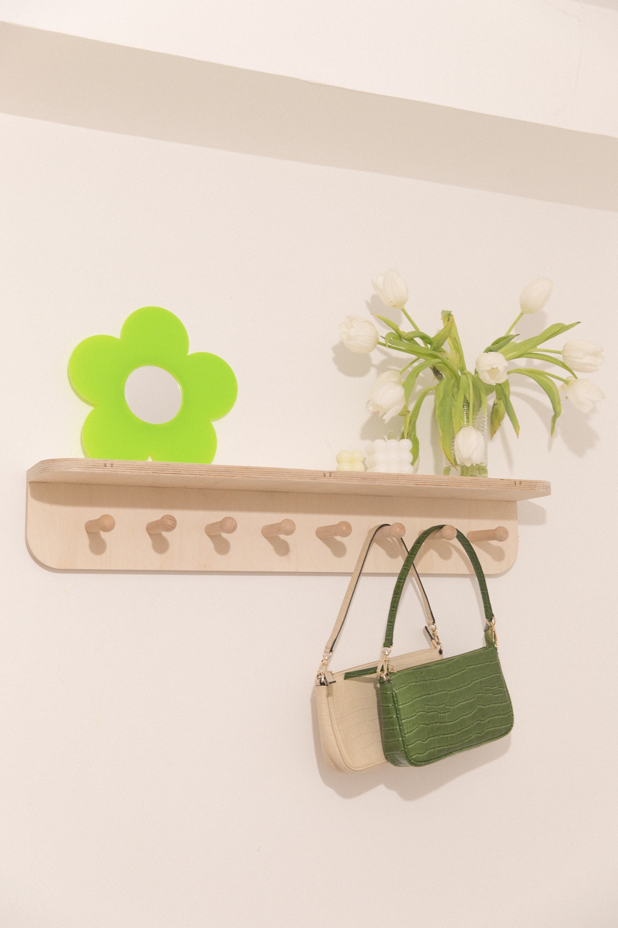 Etagère Murale à Patères Mimosa - Grand Modèle