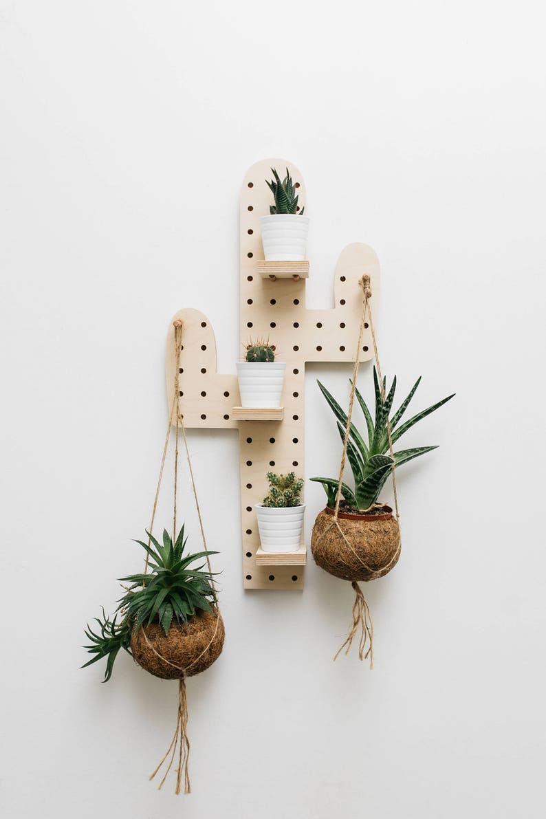 Pegboard panneau perforé en bois en forme de cactus image 2