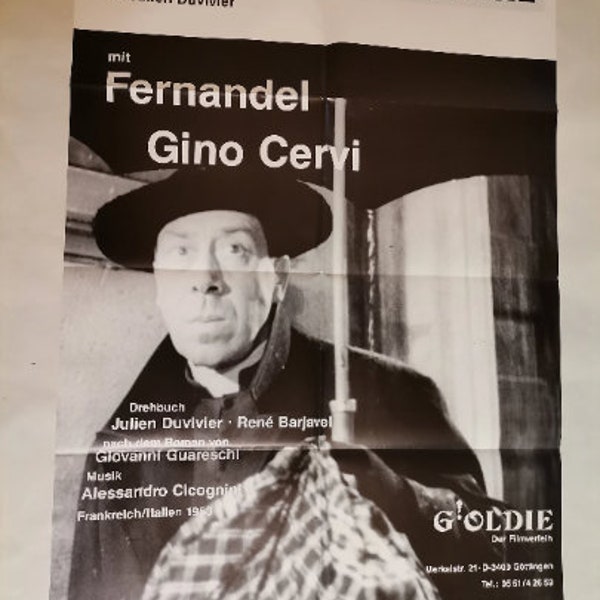 Don Camillo and Peppone, Fernandel, Cinema Poster, rr 1960s, 70s