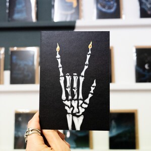 Skeleton Rock Hand Birthday Card: Gothic Greetings Card