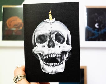 Candle Head Skull Birthday Card: Alternative, Emo, A6 Card