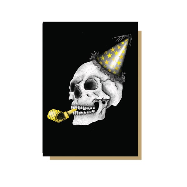 Skull With Party Hat Gothic Birthday Card