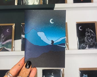 Wolf & Moon Scottish Winter Scene Christmas Card