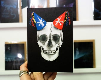 Gothic Birthday Card: Skull With Party Hat - Alternative Card
