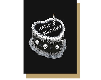 Gothic Birthday Cake Greetings Card