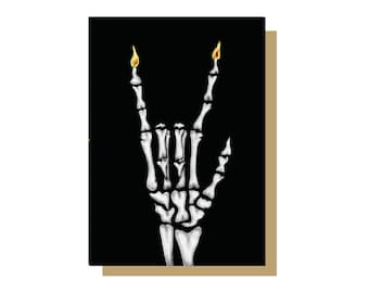 Skeleton Rock Hand gotische verjaardagskaart