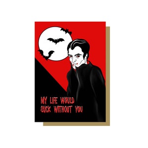 Carte de voeux gothique vampire romantique - Saint-Valentin, anniversaire, carte gothique, alternative