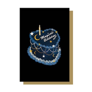 Gâteau coeur d'anniversaire magique - anniversaire, carte gothique, alternative, fantastique, magique, céleste