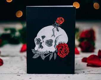 Skull with Roses Gothic Card