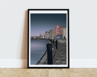 Leith Shore Edinburgh Art Print, Wall Art, Poster, Scotland Sunset