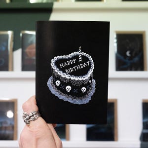 Gothic Heart Skull Cake Birthday Card