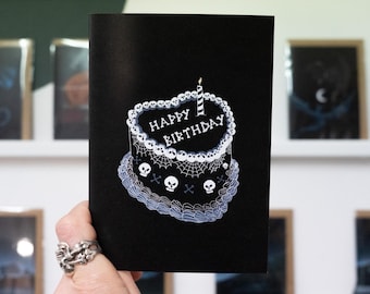 Gothic Heart Skull Birthday Cake Card