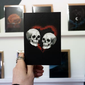 Skull Couple Gothic Card - valentines, anniversary, goth card, alternative