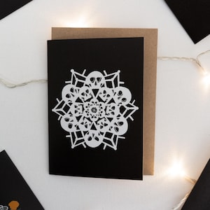 Carte de Noël gothique flocon de neige tête de mort - carte de fête, Noël alternatif, Noël