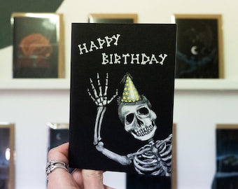Happy Birthday Skeleton Gothic Card: Alternative Emo A6 Greetings Card