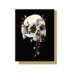 Skull With Lights Gothic Christmas Card