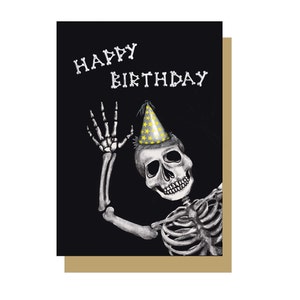 Carte de voeux gothique squelette de joyeux anniversaire - anniversaire gothique, anniversaire alternatif, carte d'âge