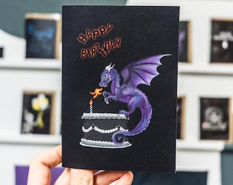 Magical Purple Dragon Birthday Card: Fantasy A6 Greetings Card