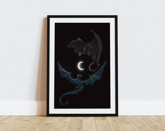 Dragons in Love Gothic Art Print