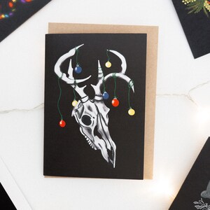 Carte de Noël gothique tête de mort boule de cerf - Carte de fête, Noël alternatif, Noël