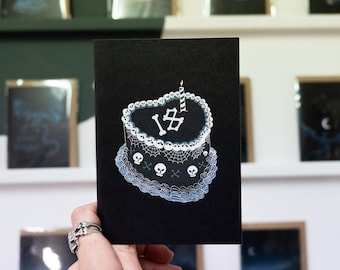 18th Gothic Birthday Card: Skull Cake, Emo Style