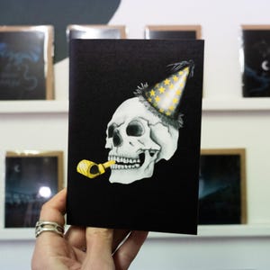 Gothic Skull Birthday Card with Party Hat