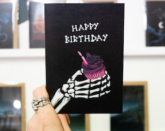 Gothic Cupcake Birthday Card: Alternative Goth A6 Greetings Card