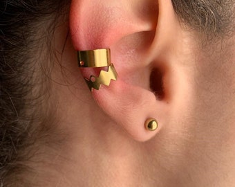 Gold Ear Cuff Set: No Piercing Cartilage Ear Cuffs & Stud Earrings