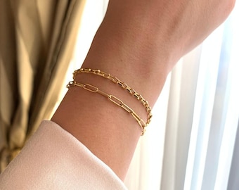 Dainty Gold Chain Bracelet, Delicate Minimalist Bracelet, Simple Stacking Bracelet, Everyday Gift for her