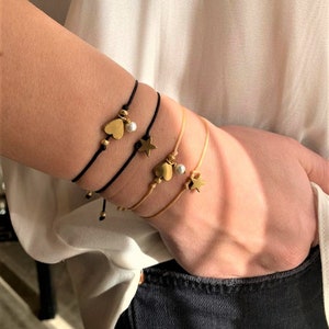 Tiny heart Dainty bracelet, Love Charm bracelet, Heart jewelry for women, Friendship bracelet gift for her
