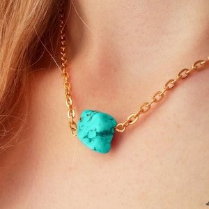 Collier turquoise, pendentif en pierres précieuses pour femmes, collier de plage en chaîne d&#39;or pour femmes, cadeau de bijoux Dainty Layered pour son cadeau d&#39;amis