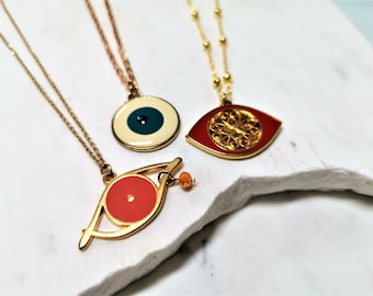 Evil Eye Greek Necklace, Delicate Layered Necklaces, Good luck Gold necklace, Protection Necklace Gifts for her