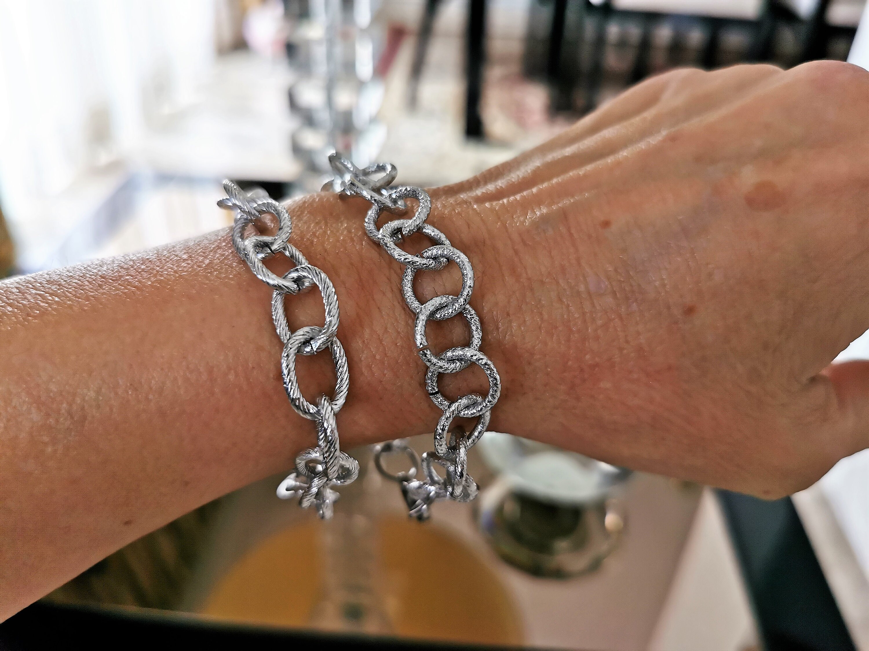 thumbnail image 2 of Inka 925 Sterling Silver Chunky Bead Bracelet – 6mm Stacking Bracelet – Friends Forever Charm 2 of 4