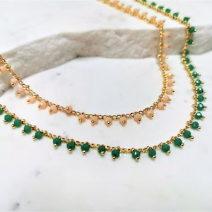 Dainty beaded choker necklace, Layered necklace for women, Simple Necklace Gift For Her