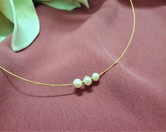Dainty Pearl Choker Necklace, Freshwater Pearl Layered Necklace, Bridesmaid Gift Everyday Necklace , Gift for her