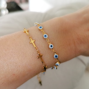 Dainty gold Chain bracelet, Simple Everyday Stacking Bracelet, Tennis Bracelet Girlfriend Gift