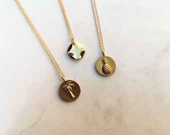 Ananas Sierlijke Ketting, Palm Tree Ketting, Gouden schijf Ketting voor vrouwen, Gelaagde Ketting Geschenken voor haar