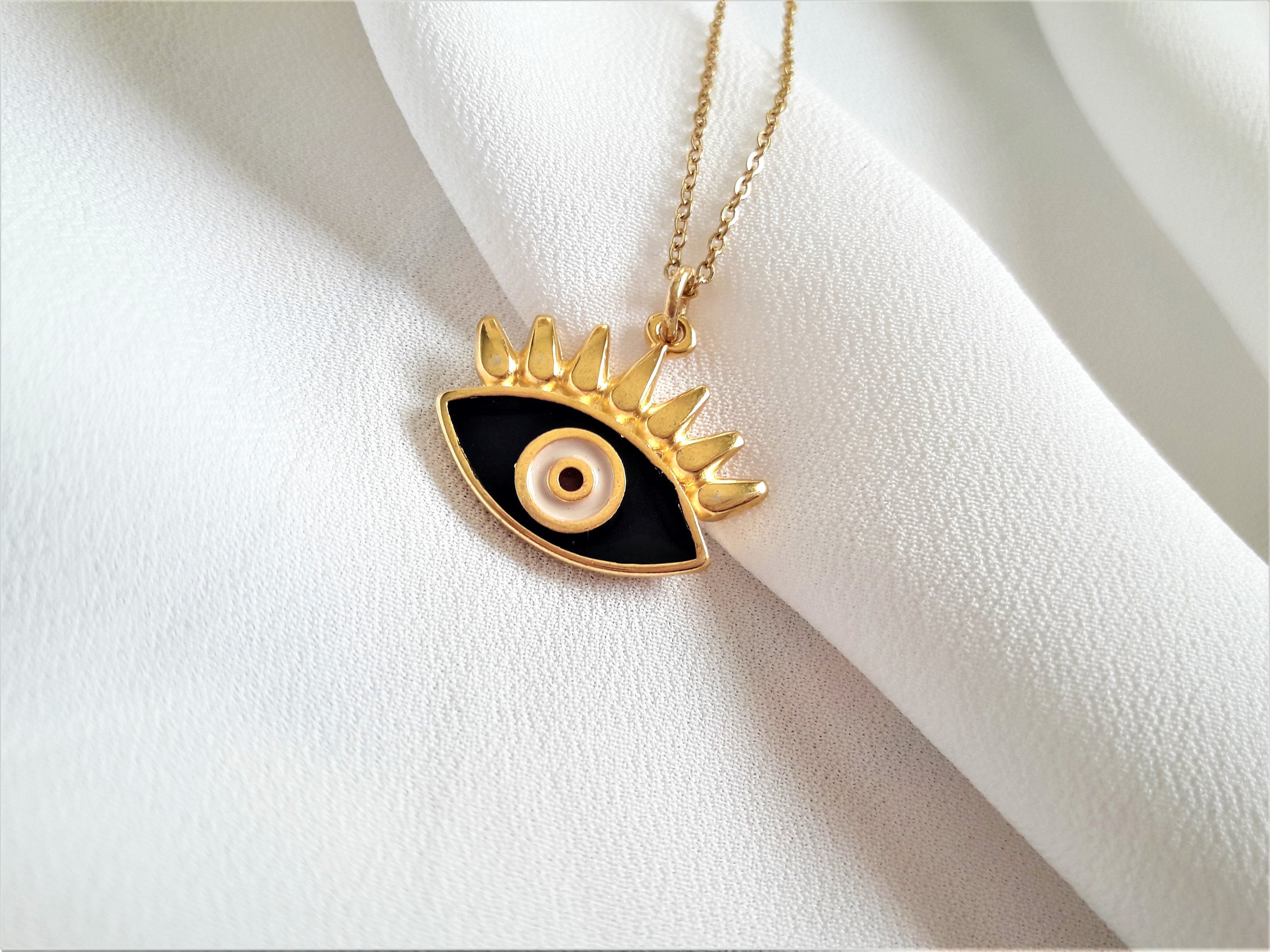 Evil Eye Gold Necklace Evil Eye Layered Necklace Simple Etsy