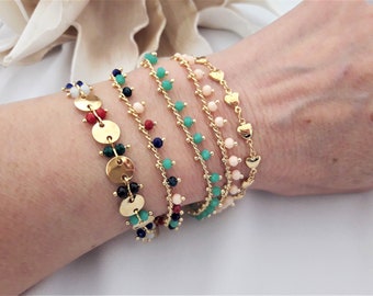 Minimalist beaded bracelet for Women, Stackable Gemstone Bracelet Set, Boho bracelet Gift for her