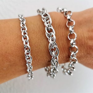 Delikatna srebrna bransoletka z łańcuszkiem: warstwowa bransoletka ze stali nierdzewnej