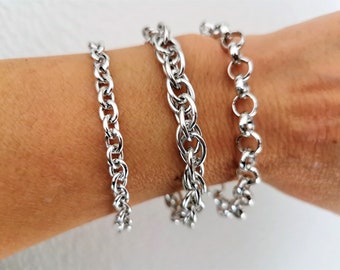 Dainty Silver Chain Bracelet, Layered Stacking Simple Bracelet, Minimalist one of a kind Bracelet